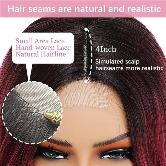 Long Ombre Pink Wavy Middle Part Soft Synthetic Fiber - Picture 7 of 7
